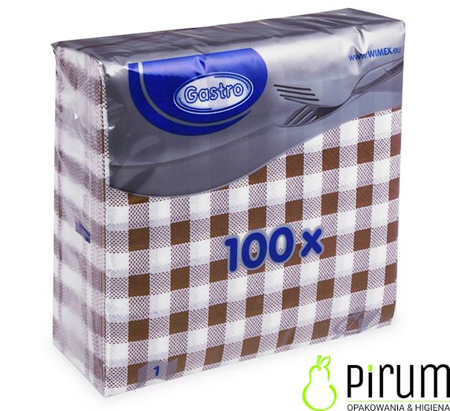 Serwetki 1w 33x33 KARO 1/4 Brąz 100sz Wimex 70559