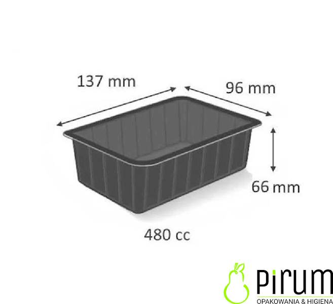 $ Pojemnik 480ml PP 137x96 CZARNY CL500N 100szt