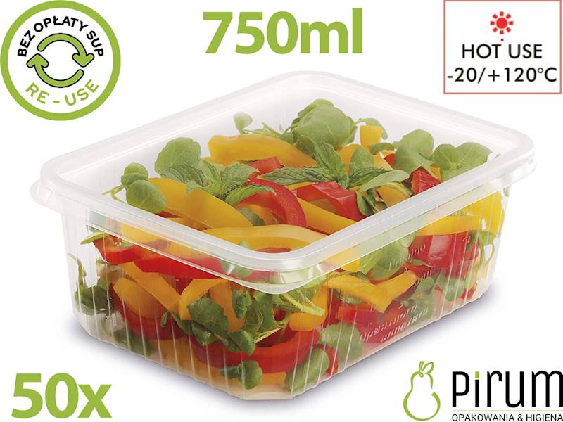 Pojemnik 750ml PP 180x130mm  KP818RCE REUSE 50szt 
