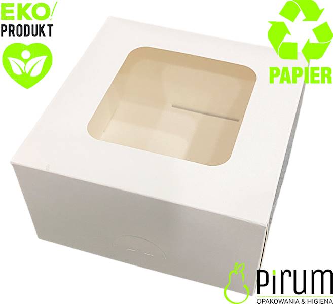 Pudełko PAP 130x130x70 BIAŁE Ciasto OKNO 220szt