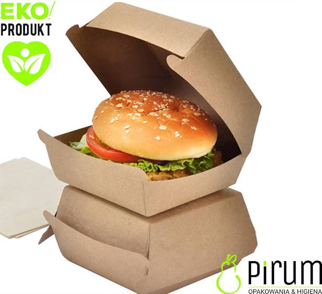Burger Box M PAP Brąz Kraft 50szt Kram 24583 