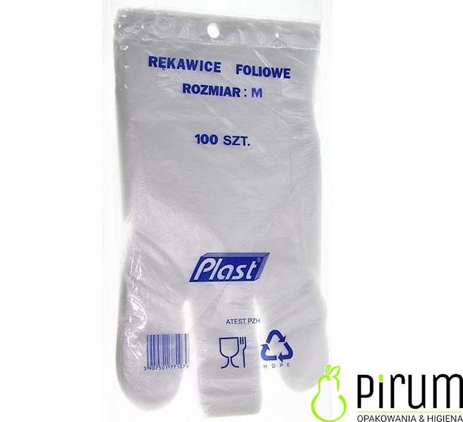 Plast Rękawice M Foliowe HDPE z Zawieszką 100szt.