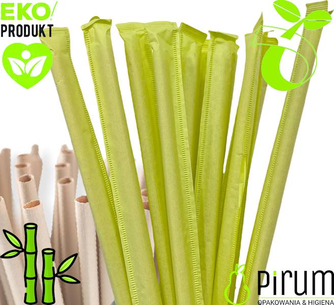 Słomki 6x210mm BAMBOO Wrapped BIBUŁKA 200szt
