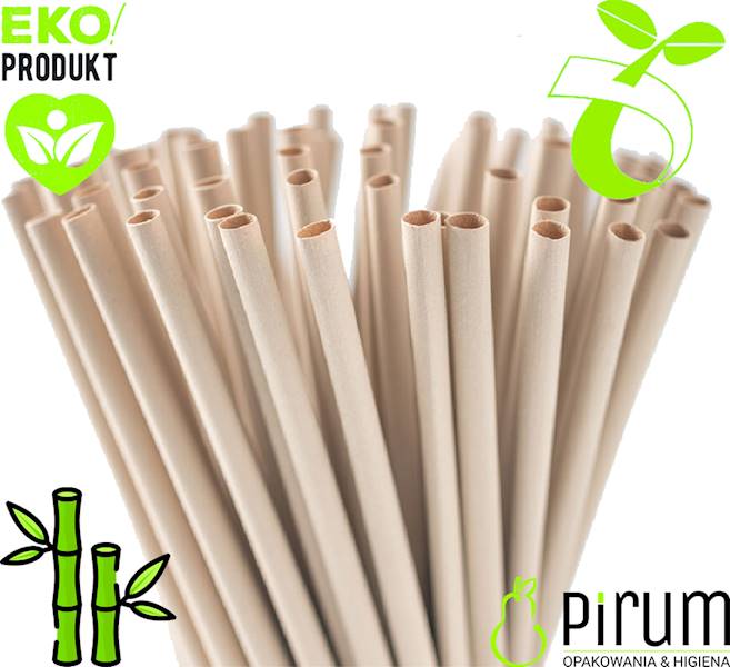 Słomki 6x210mm BAMBOO Wrapped BIBUŁKA 200szt