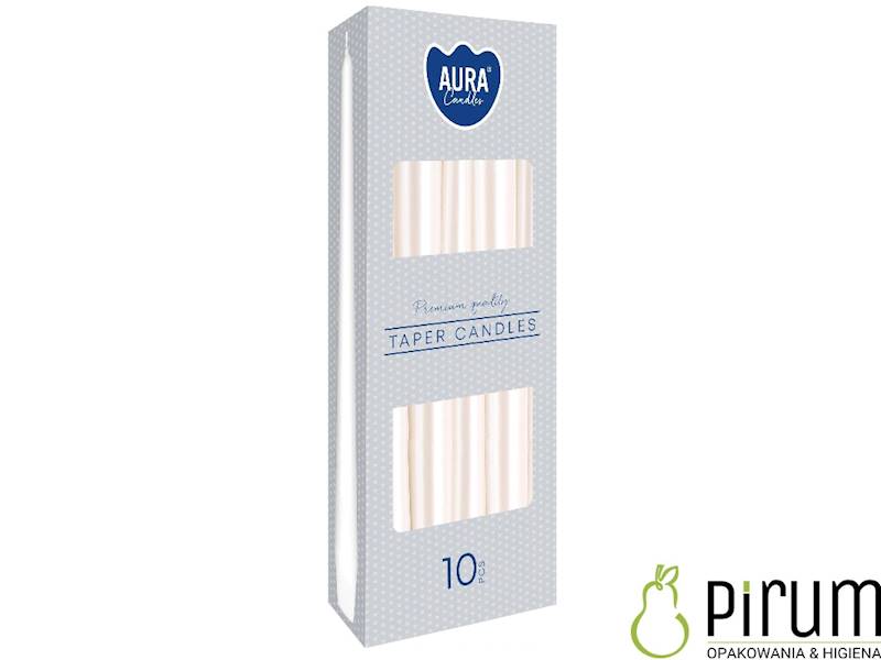Bispol świeca stożek Biała Perłowa 10szt. S30-190