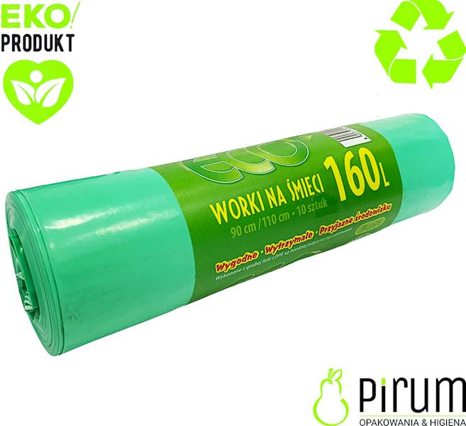 Worki na odpady 160L LD ZIELONE 10szt. ECO