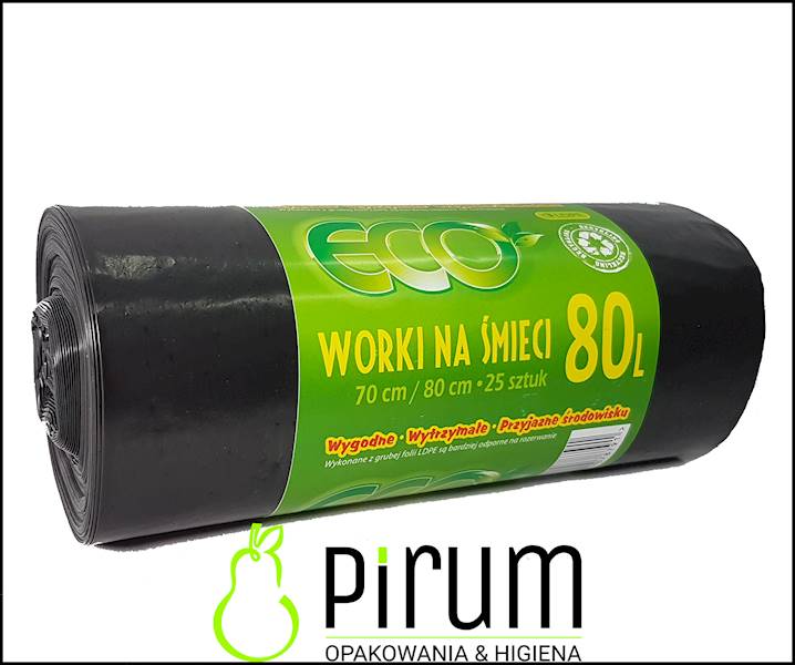 Worki na Odpady 80L LD CZARNE ECO 25szt.