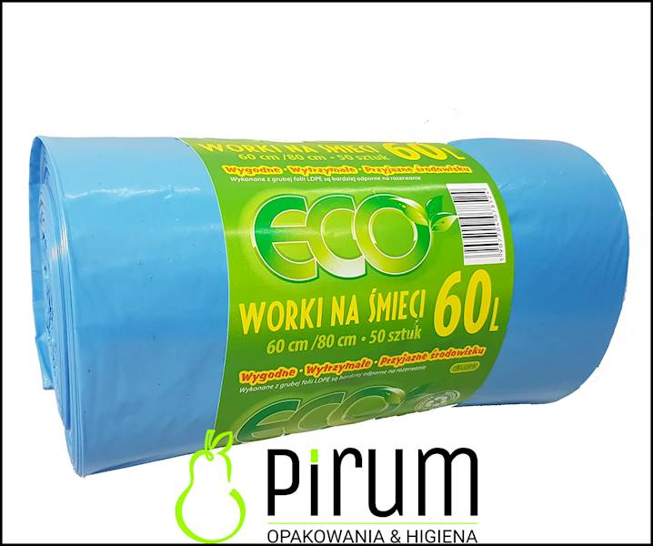 Worki na Odpady 60L LD NIEBIESKIE ECO 50szt.