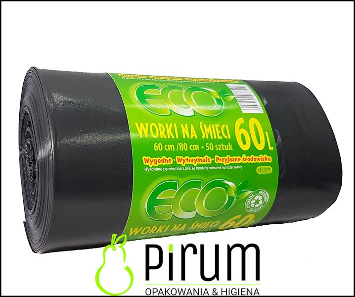 Worki na Odpady 60L LD CZARNE ECO 50szt.