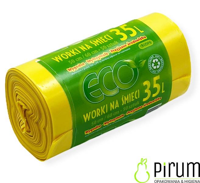 Worki na Odpady 35L LD ŻÓŁTE ECO 50szt.