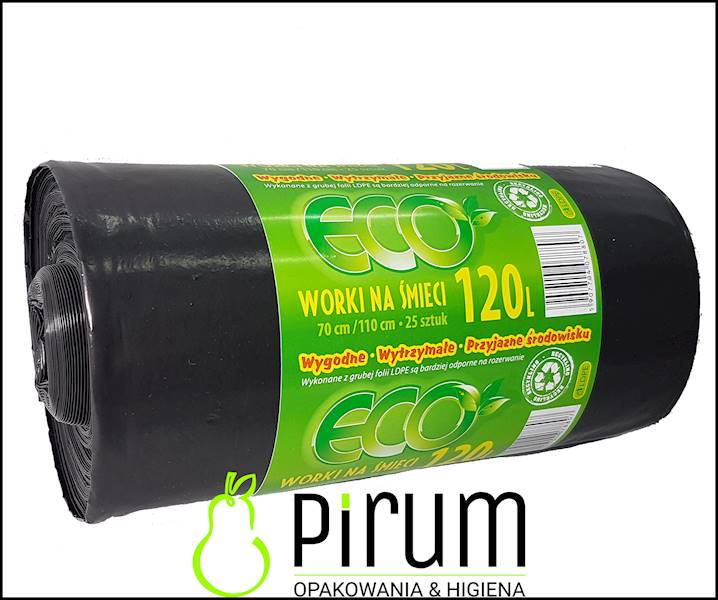 Worki na Odpady 120L LD CZARNE ECO 25szt.
