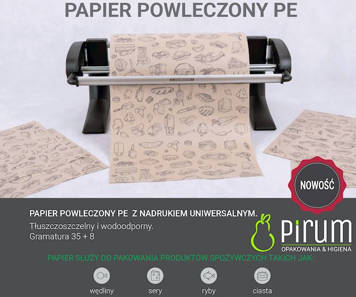 Papier 35cm Rola PE Brąz Nadruk 10kg Kram 25610 