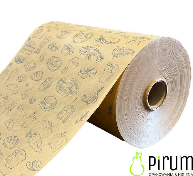 Papier 35cm Rola PE Brąz Nadruk 10kg Kram 25610 