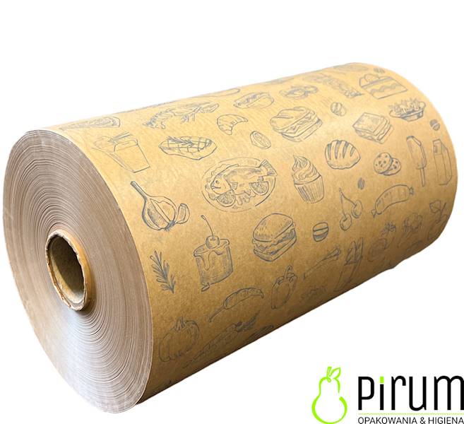 Papier 35cm Rola PE Brąz Nadruk 10kg Kram 25610 