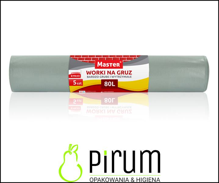 Master Worki 80L LD na Gruz Szare 100my 5szt. S128