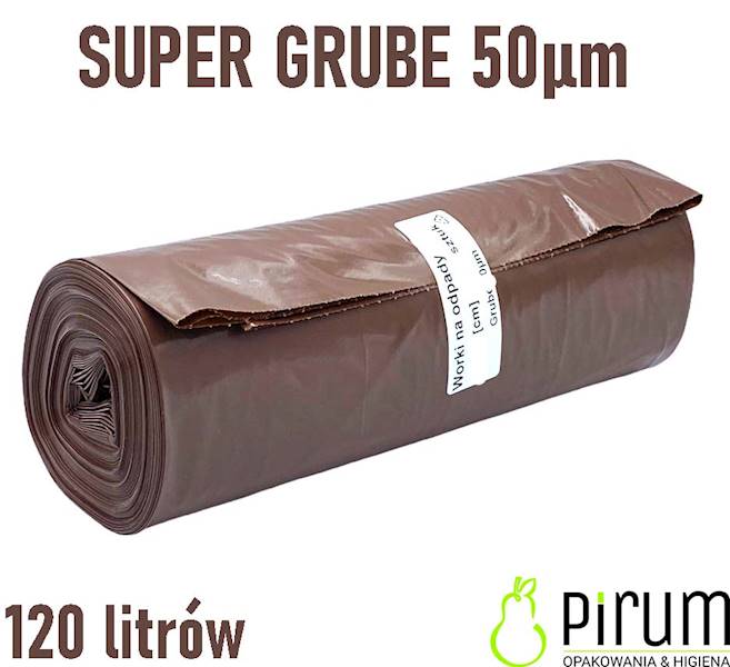 Worki na Odpady 120L LD BRĄZOWE GRUBE 50my 10szt