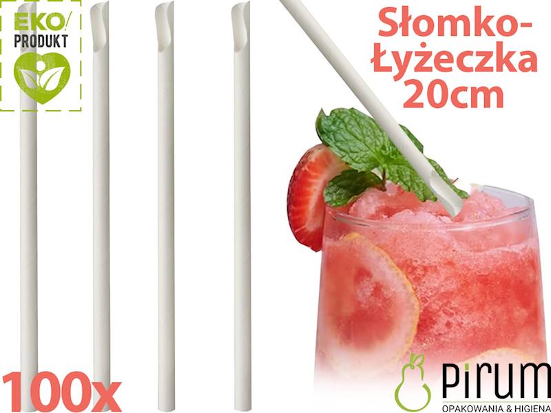 Słomko- Łyżeczki 8x200 PAP BIAŁE 87992 100szt 