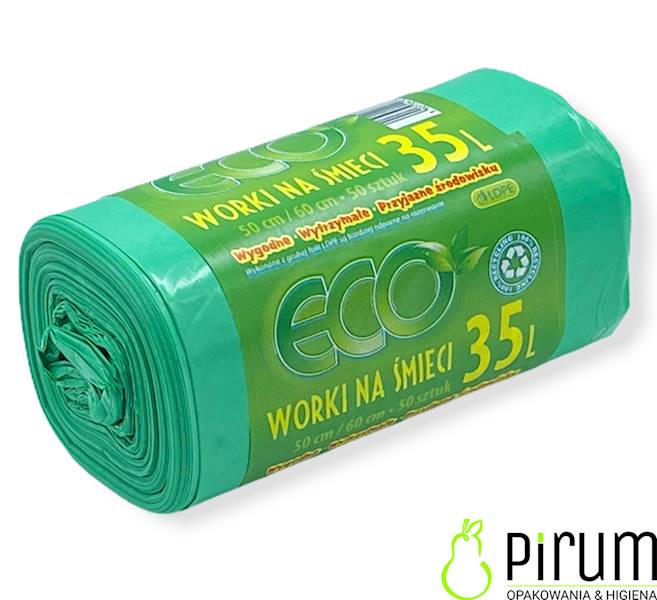 Worki na Odpady 35L LD ZIELONE ECO 50szt.