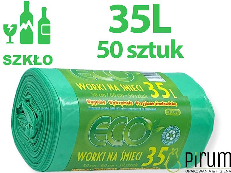 Worki na Odpady 35L LD ZIELONE ECO 50szt.
