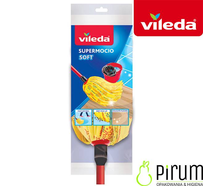 Vileda Mop Paskowy Supermocio Soft Żółty z KIJEM