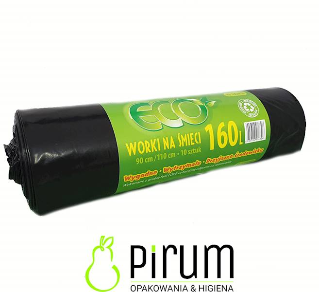 Worki na Odpady 160L LD CZARNE ECO 10szt.