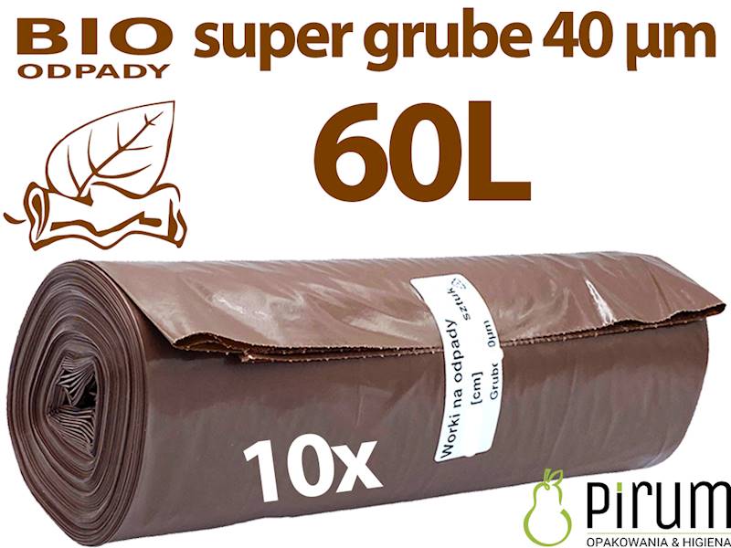 Worki na odpady 60L LD BRĄZOWE GRUBE 40my 10szt