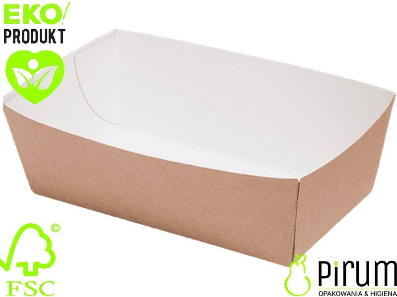 Abc Tacka L 14x8x5,5cm PAP BRĄZ Snack Tray 100szt