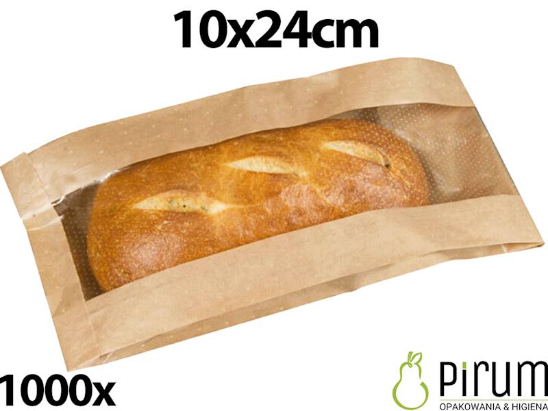 Torebka Brąz 100x240 PAP OKNO 18413 Fałda 1000szt