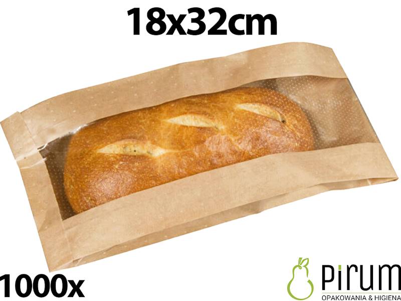 Torebka Brąz 180x320 PAP OKNO 17505 Fałda 1000szt