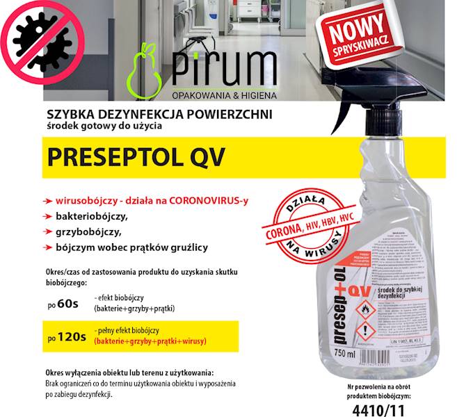 Preseptol QV 750ml Szybka Dezynfekcja Powierzchni