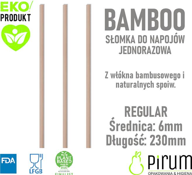 Słomki 6x230mm BAMBOO NATURAL Regular 250szt