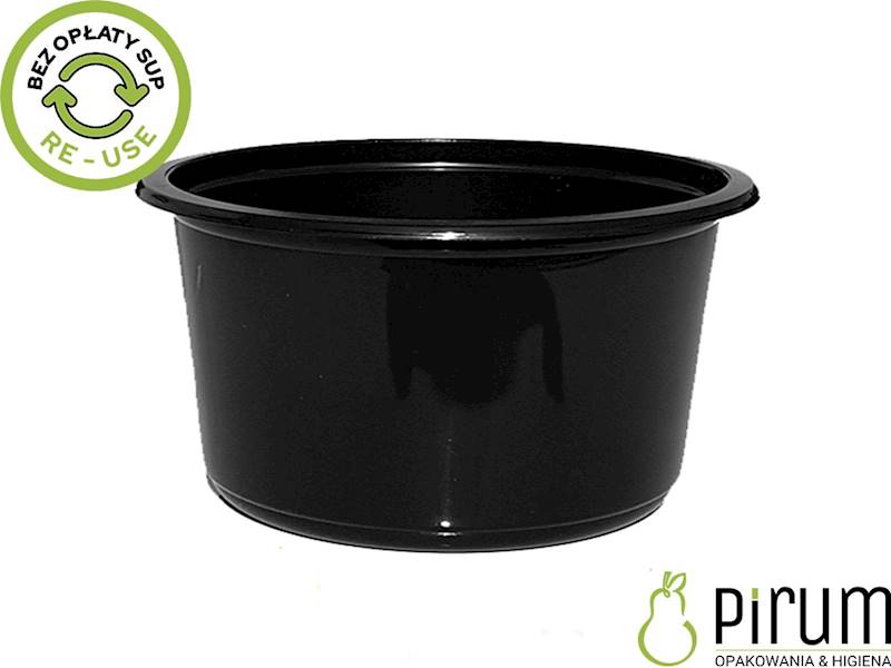 Pojemnik 350ml PP 115mm CZARNY REUSE 50szt