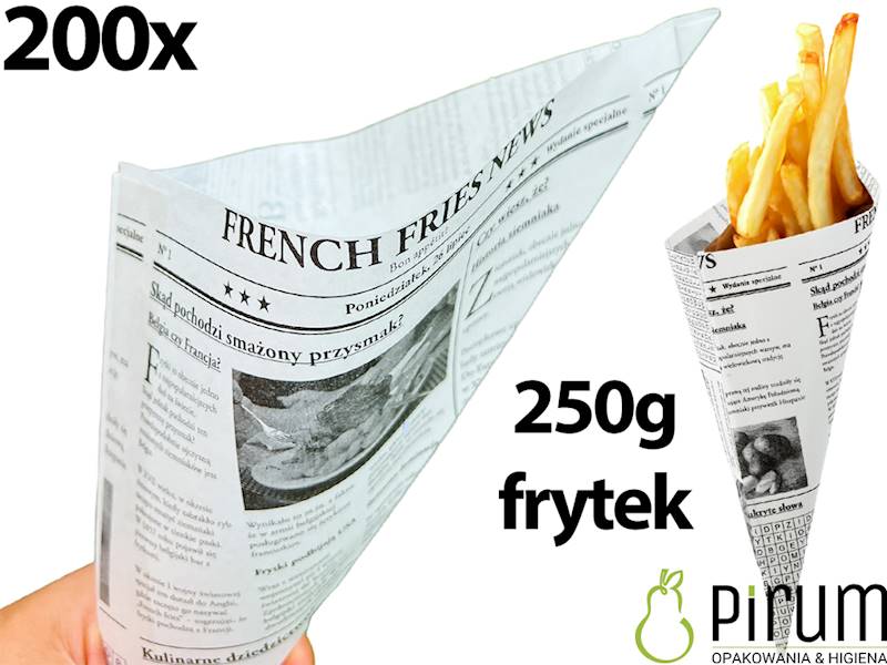 Rożek 22x22 PAP/PE GAZETA na 250g Frytek 200szt