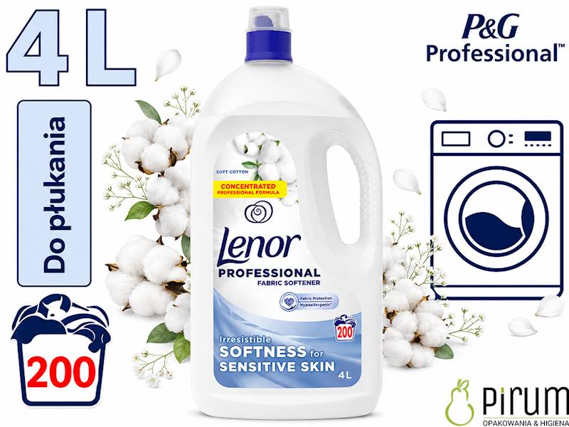 Lenor 4L Płyn do Płukania Soft Cotton BIAŁY