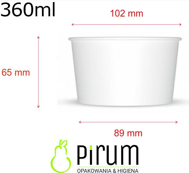 $ Miseczka 360ml PAP Biała Gładka 25szt Kram 20501