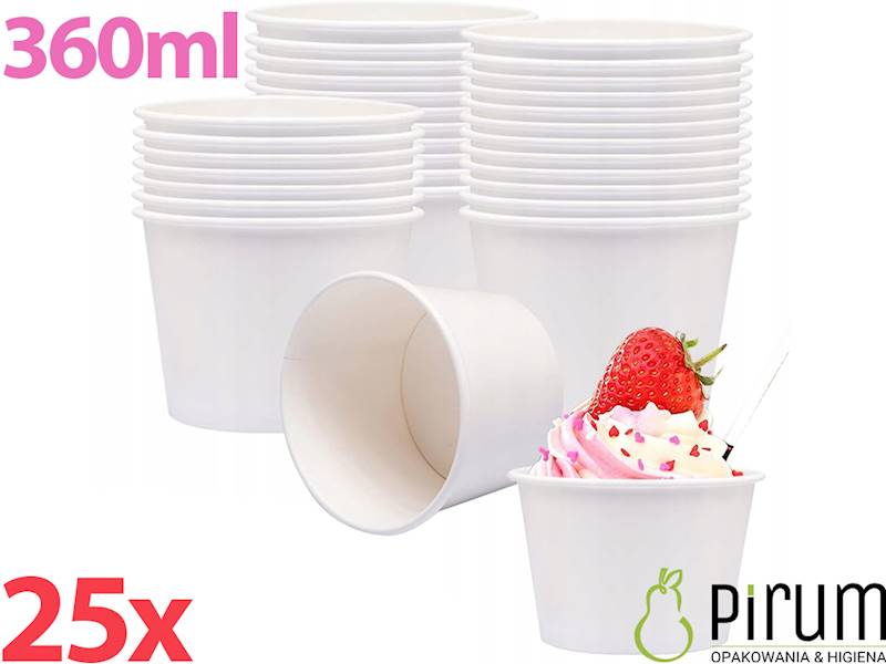 $ Miseczka 360ml PAP Biała Gładka 25szt Kram 20501