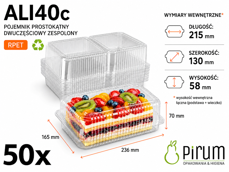 Cukierniczy 22x13x60cm ALI40C PET Guillin 50x
