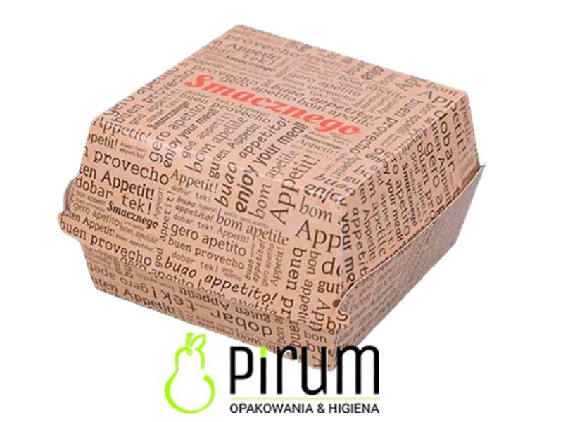 Burger Box M Brąz Smacznego 50szt 23374 Kram