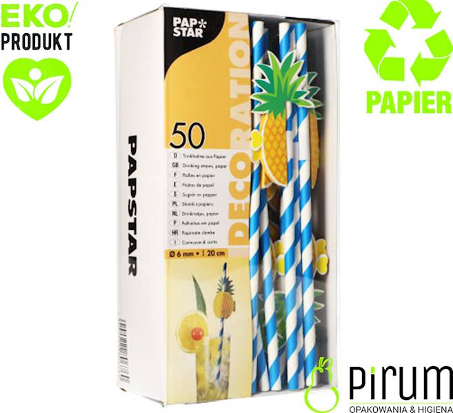 Słomki 6x200 PAP ANANAS 50szt Papstar 87780