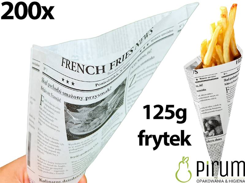 Rożek 18x18 PAP/PE GAZETA na 125g Frytek 200szt