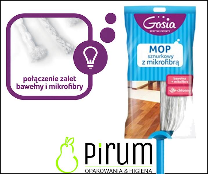 Gosia Mop Sznurkowy z mikrofibrą z kijem