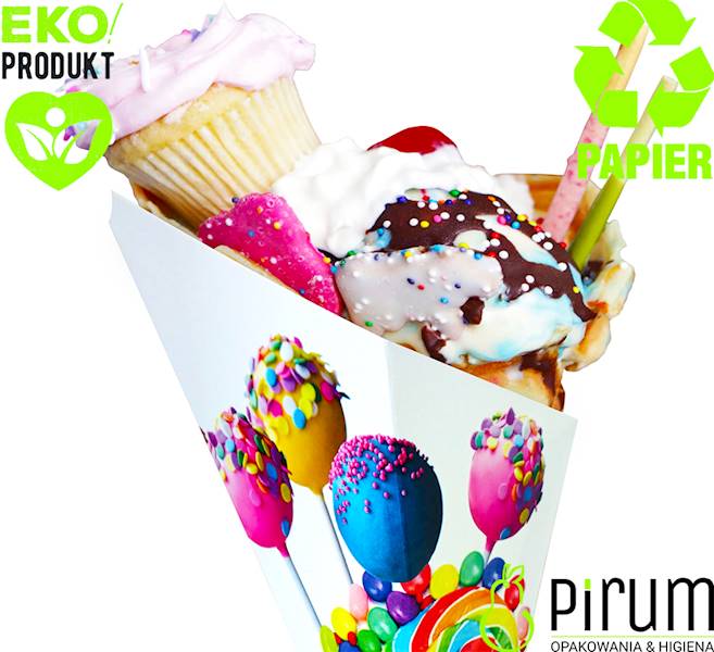 Rożek 350ml Cukierki Gofry Bąbelkowe 50szt F-201 