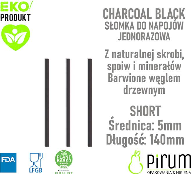 Eko Słomki 5x140mm CORN BLACK Short 250szt