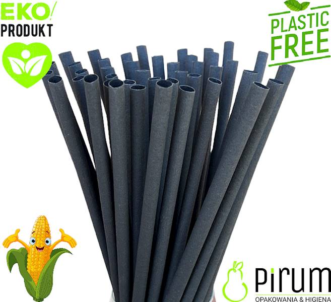 Eko Słomki 5x140mm CORN BLACK Short 250szt