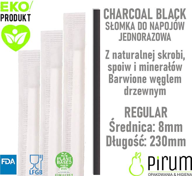 Eko Słomki 8x230 CORN Black WRAPPED Shakey 160szt