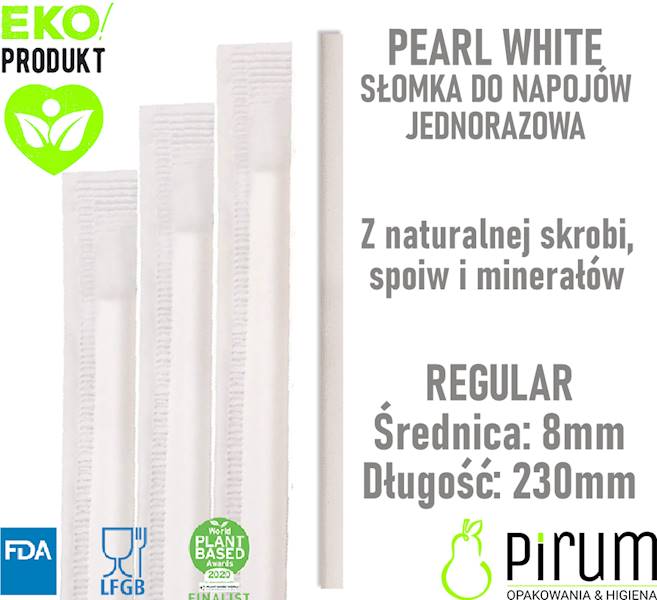 Eko Słomki 8x230 CORN White WRAPPED Shakey 160szt