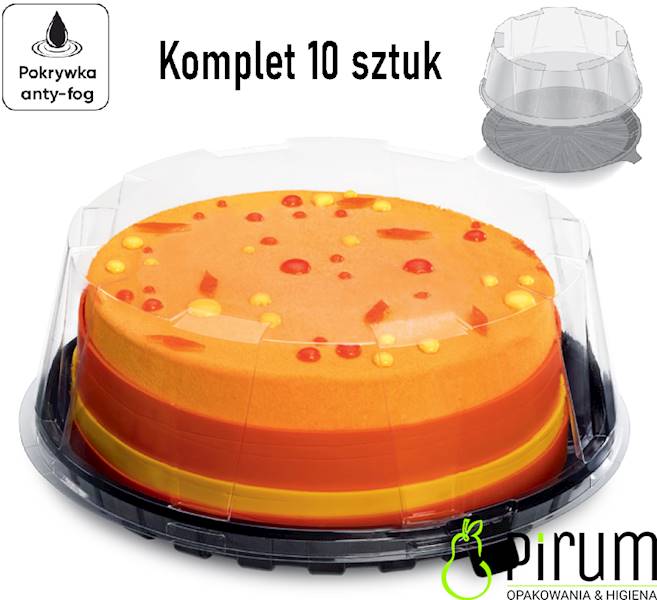 Pojemnik Tort 16cm PET Czapa+ Spód Czarny 10szt