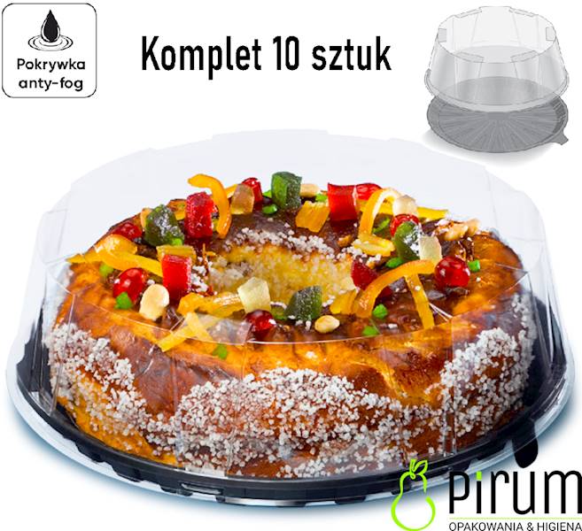 Pojemnik Tort 31cm PET Czapa+ Spód Czarny 10szt