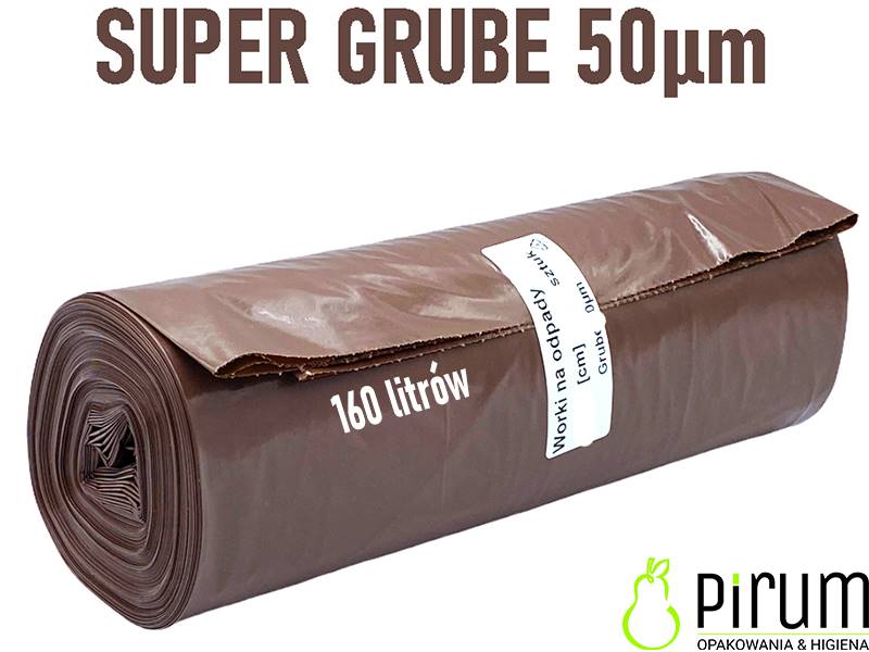 Worki na odpady 160L LD BRĄZ GRUBE 50my 10szt.