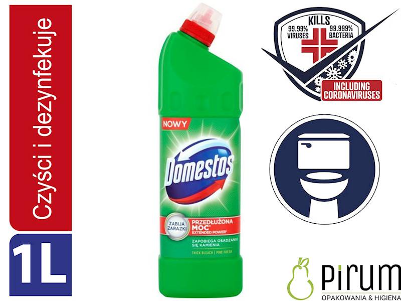 Domestos 1000ml Płyn WC PINE -  Zielony 